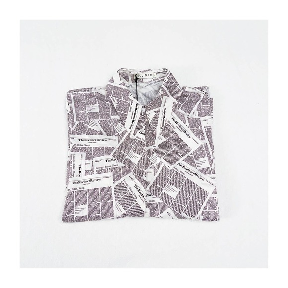 Recliner Newspaper Print Magazine Pajama Top SZ S - Picture 1 of 11